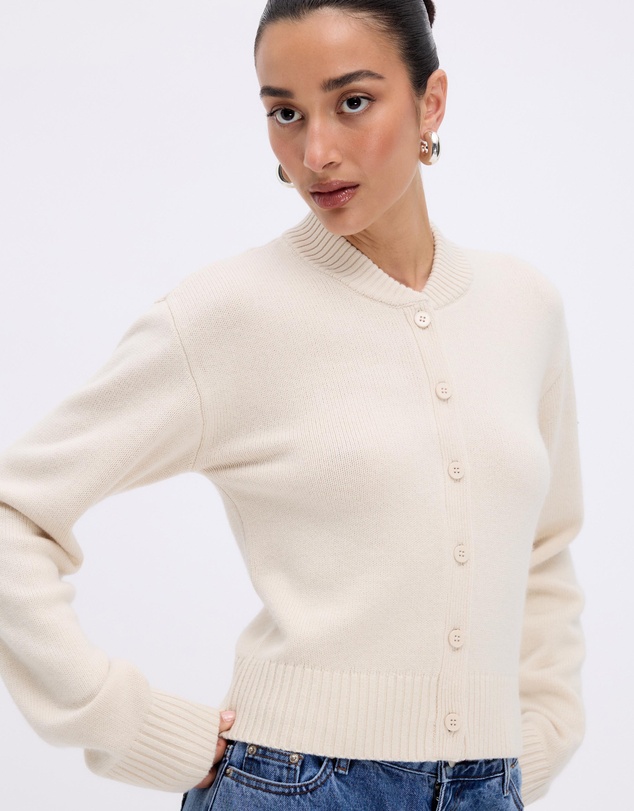 Minima Esenciales - Alma Wool Cashmere Blend Knit Bomber Cardigan