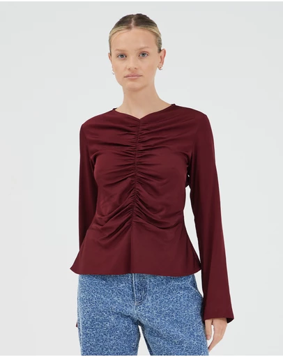 Third Form - Allure Gathered Long Sleeve Top
