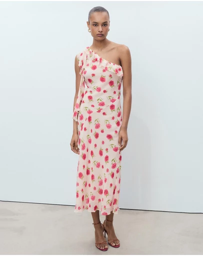 M.N.G - Rose Floral Ruffled Dress