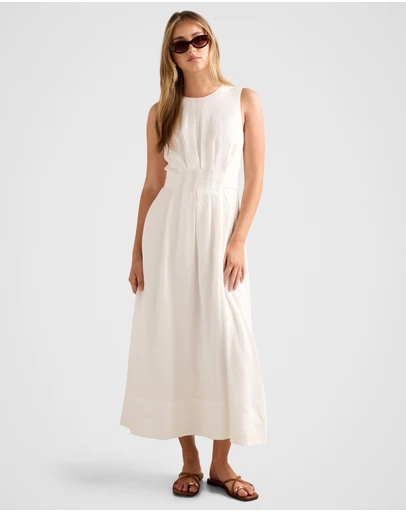 Forever New - Rosie Linen Sleeveless Tuck Midi Dress