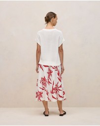 Trenery - Mercerised Cotton Relaxed V Neck Knit in White