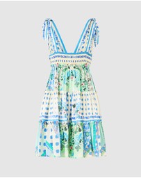Camilla - Tiered Short Dress With Shoulder Ties