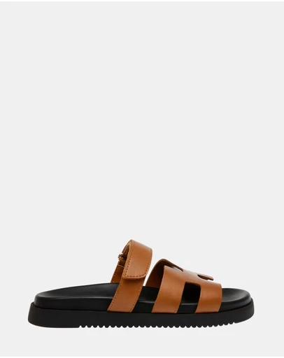 Steve Madden - Mayven-Cn Cognac Action Leather Sandals