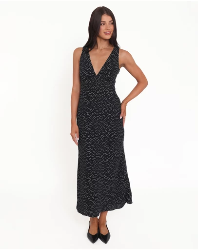 Petal & Pup - Mirae Maxi Dress - Black Polka Dot
