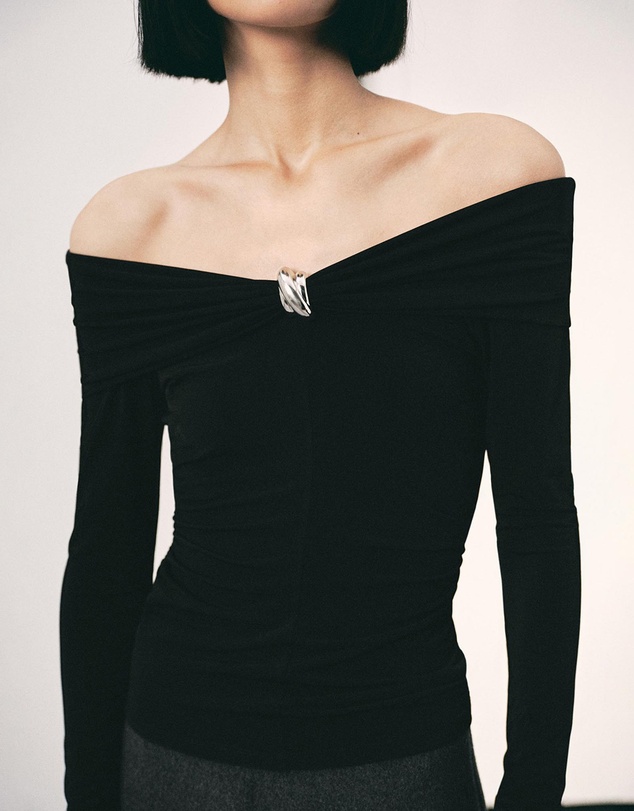 M.N.G - Strapless T-Shirt With Metallic Detail