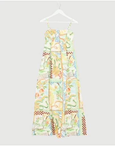 Revibe - Repaired AERE Lana Linen Maxi Dress - AU 6