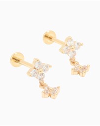 Lovisa - Gold Plated Surgical Steel Cubic Zirconia Flower Flat Back Earrings