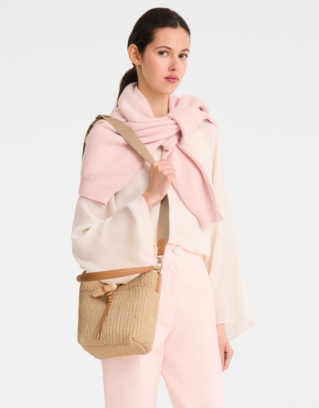 Longchamp - Le Roseau Raphia Canvas Bucket Bag - XS