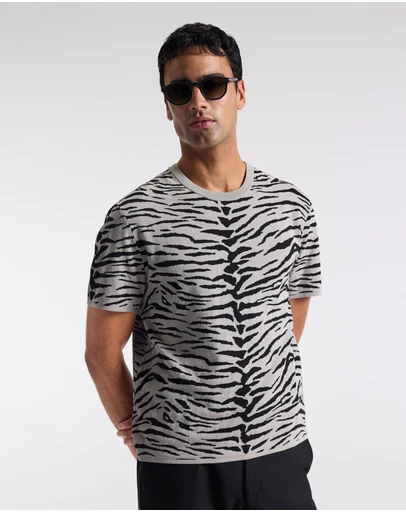 Calibre - Relaxed Zebra Jacquard T-shirt Zinc