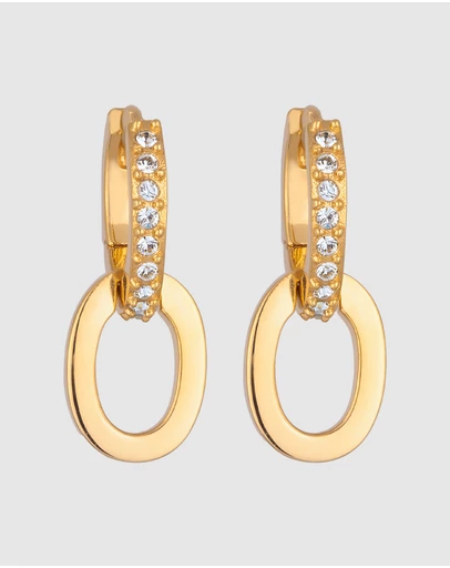 Elli Jewelry - Crystal Circle Hoop Earrings in Gold-Plated 925 Silver