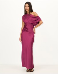 Dazie - Current Asymmetric Neckline Maxi Dress