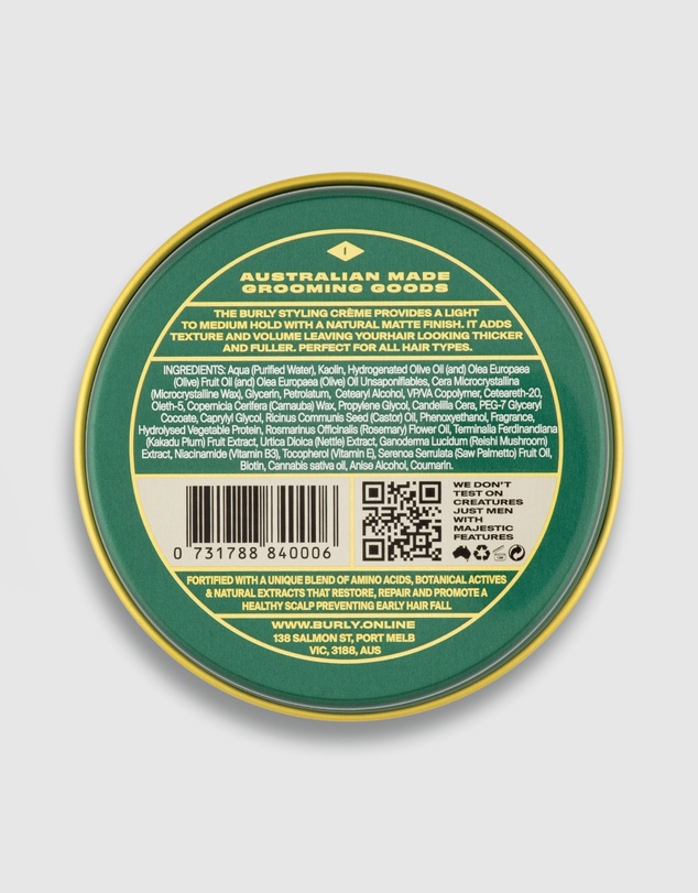 BURLY - Matte Styling Créme - Light Hold - Natural Finish - Australian Made