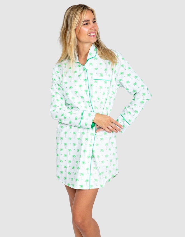 Sant And Abel - Women's Green Palm Tree Night Shirt