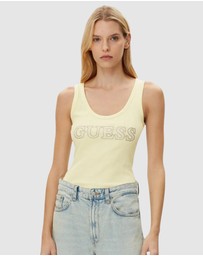 GUESS - Sleeveless Embellished Logo Tank Top