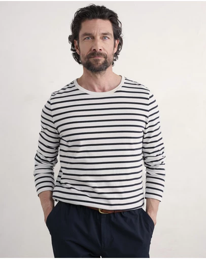 Seasalt - Seasalt Cornwall Navy Crew Neck Sailor Shirt in Organic Cotton