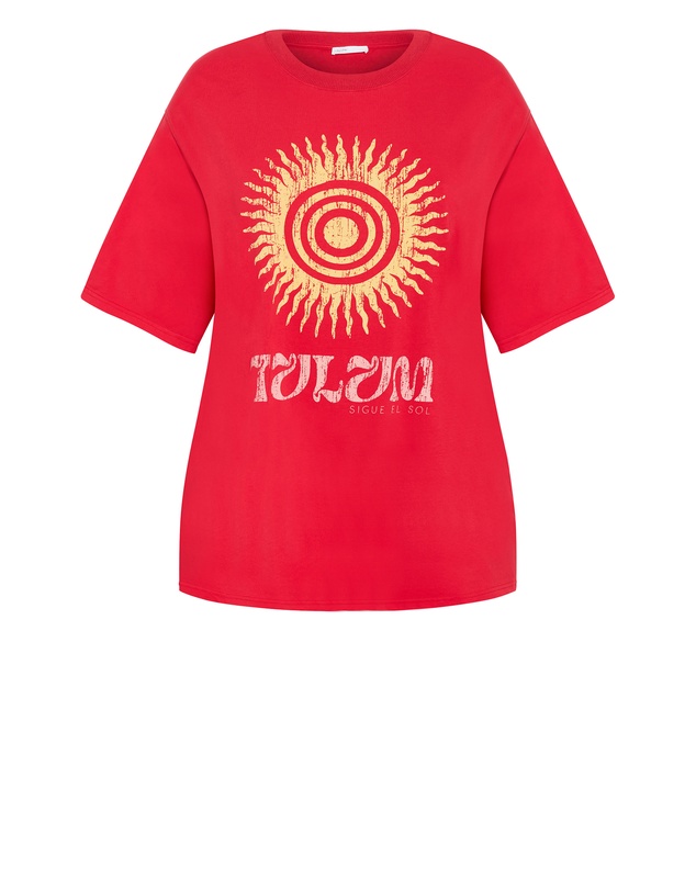 City Chic - Plus size Summer Sun Tee - red