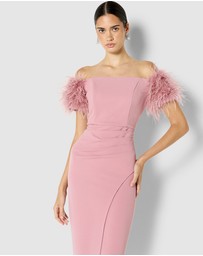 Montique - Enora Feather Trim Cocktail Dress
