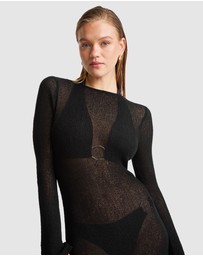 TALA - Multiway Gold Ring Long Sleeve Resort Knit Dress