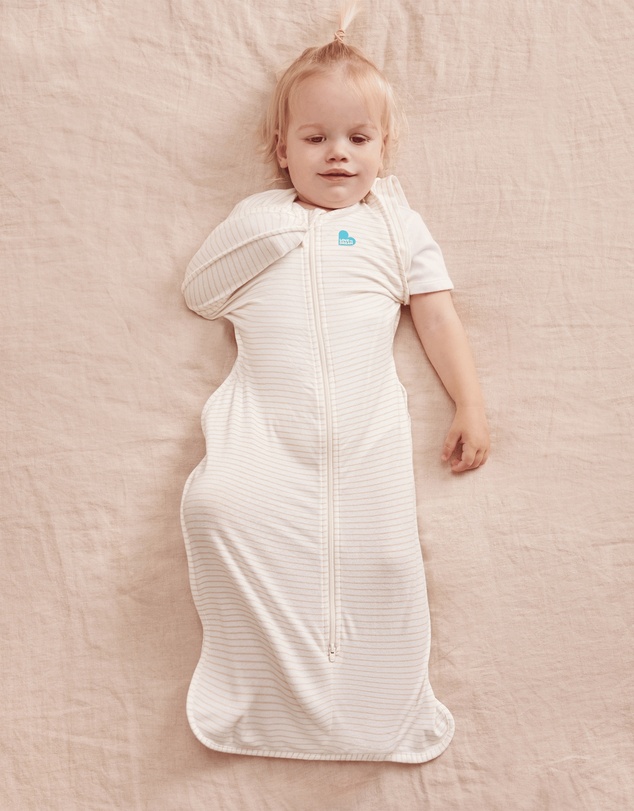 Love to Dream - Swaddle Up™ Transition Bag 0.2 TOG Stretch Cotton Breton Stripe Tan