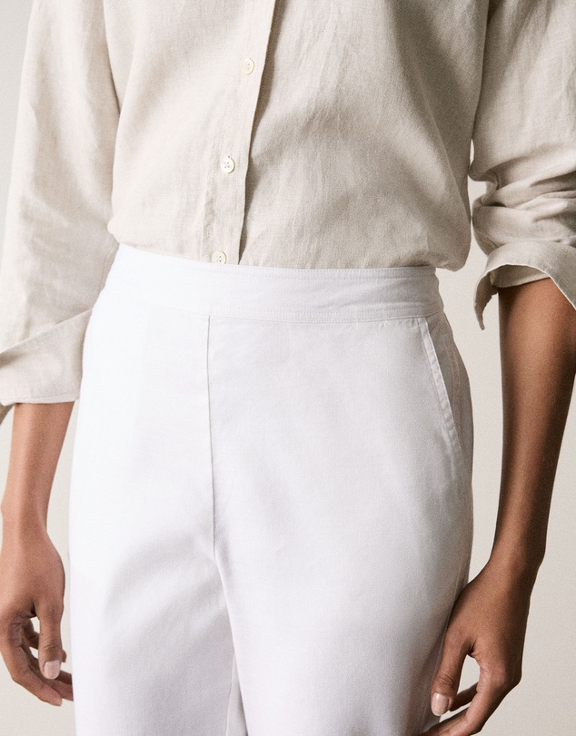 Trenery - Stretch Linen Blend Pull On Pant in White