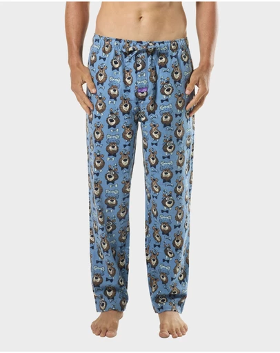 Mitch Dowd - Mens Grizzly Bear Flannel Pyjama Pant - Blue