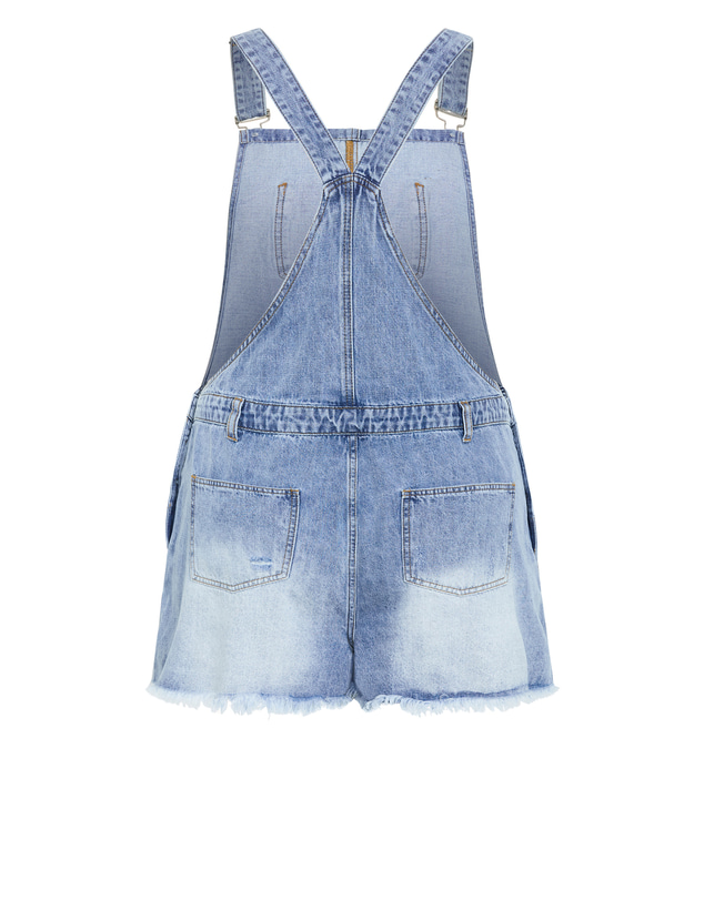 City Chic - Plus size Rip Short Denim Overall - light wash
