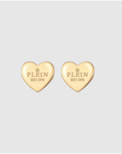 Philipp Plein - Philipp Plein Rocked Heart Gold-Tone Stud Earring