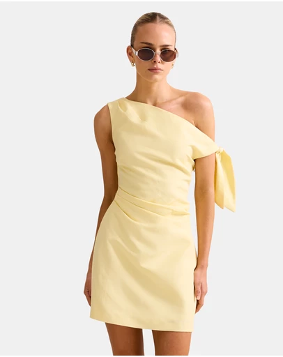 Forever New - Cinzia Tipped Shoulder Linen Mini Dress