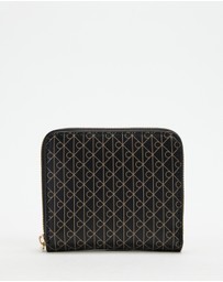 Calvin Klein - Emblem Allover Print Square Zip Around Wallet