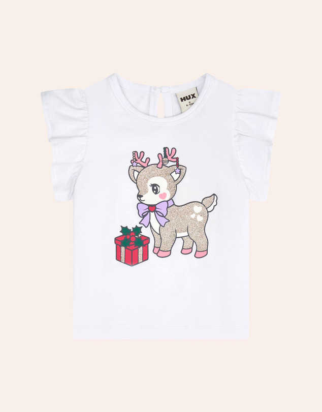 Huxbaby - Reindeer Frill Sleeves Tee Christmas - Babies-Teens