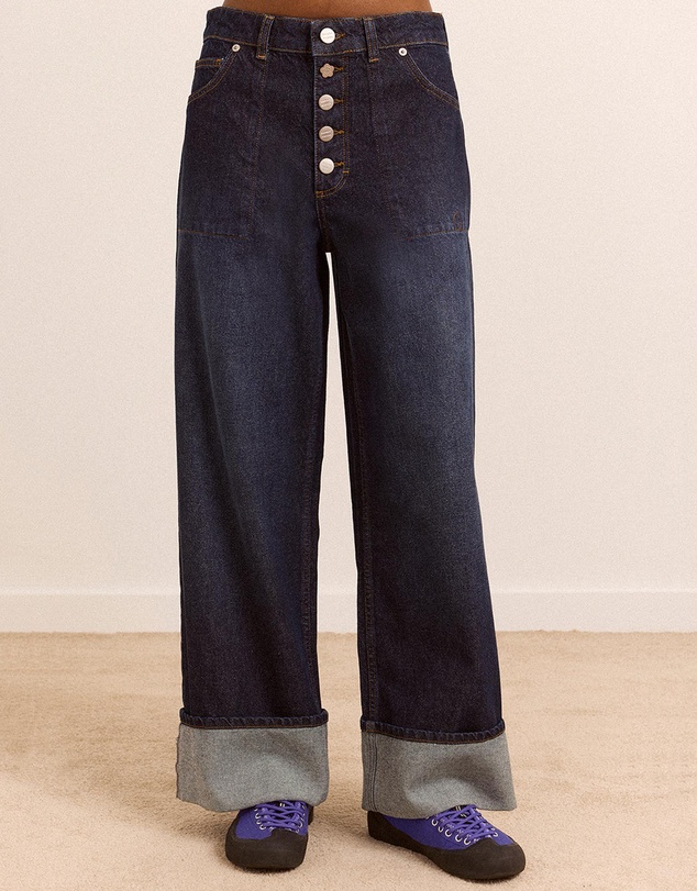 Damson Madder - Gigi Baggy Wide Turn-Up Jeans