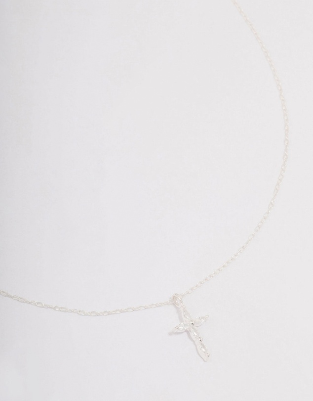 Lovisa - Sterling Silver Cubic Zirconia Marquise Cross Necklace