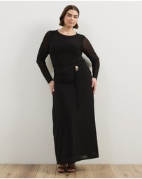 Atmos&Here Curvy - Valentia Belted Mesh Maxi Skirt
