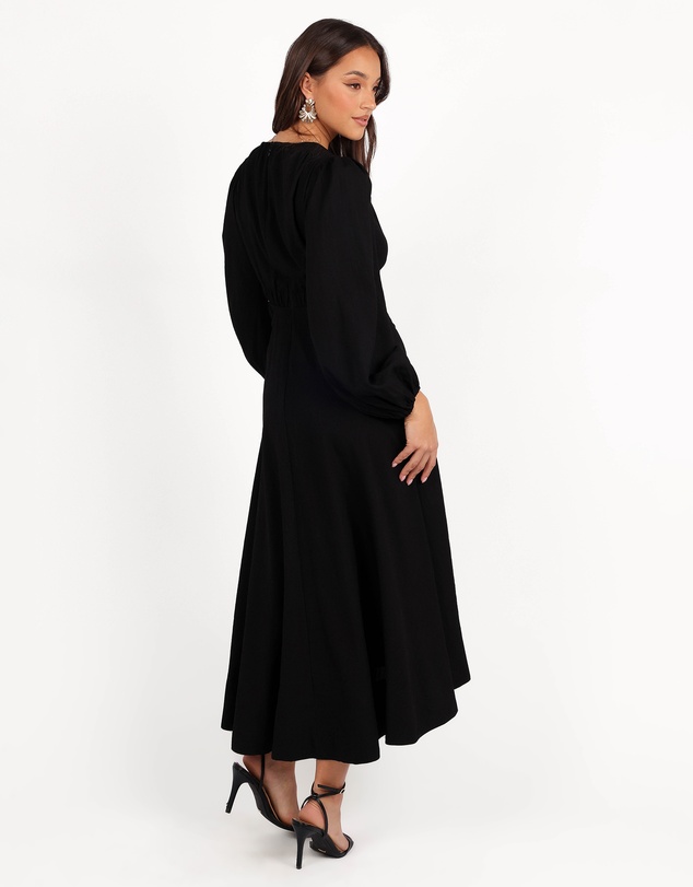 Petal & Pup - Ginnee Puff Sleeve Cutout Midi Dress - Black