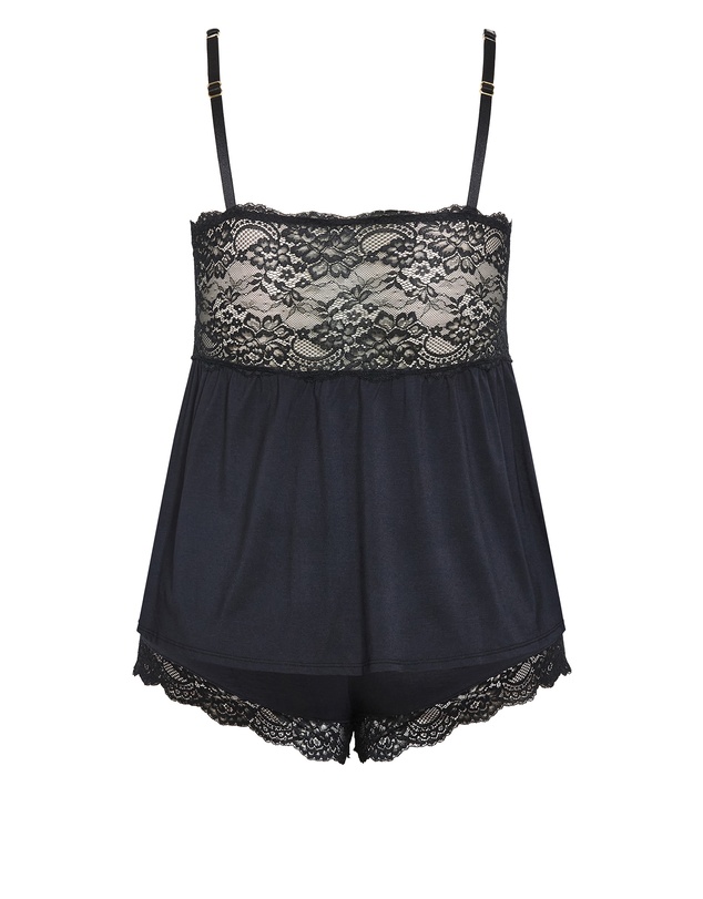 City Chic - Plus size Juliette Cami Short Set - black