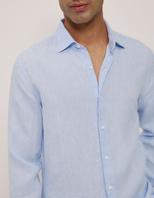 Trenery - Tailored Fit Delave Linen Shirt in Fresh Blue