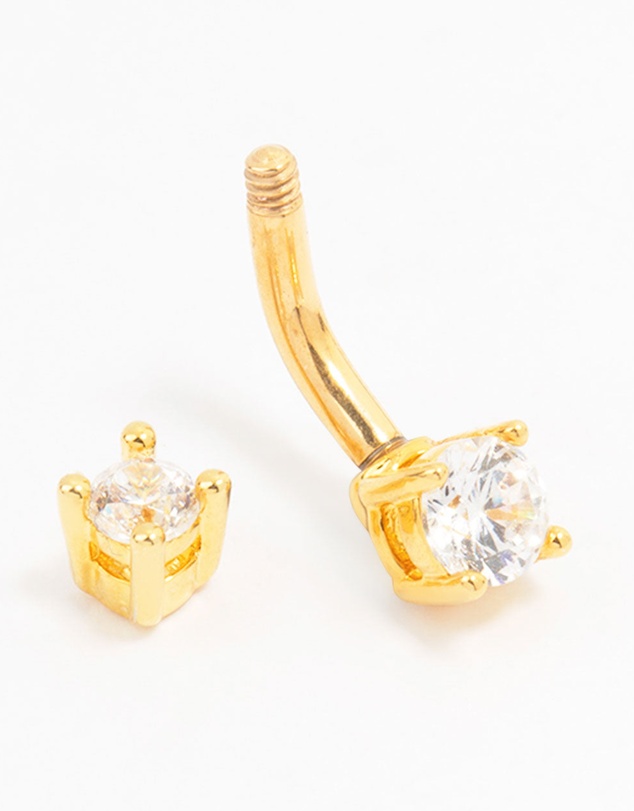Lovisa - Gold Plated Titanium Mini Double Round Bellybar