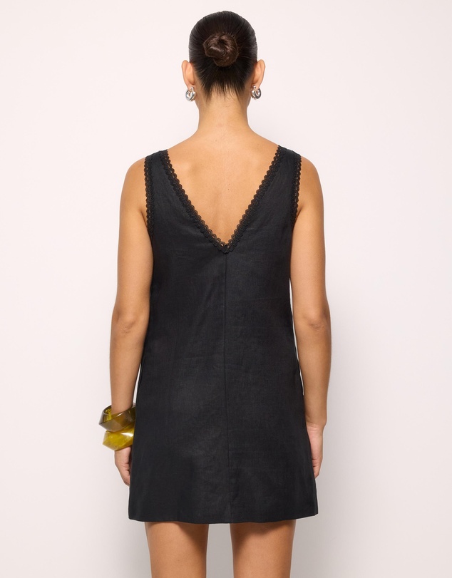 AERE - Tali Lace Trim Linen Shift Dress