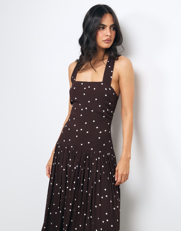 AERE - Eris Polka Dot Cross Back Maxi Dress