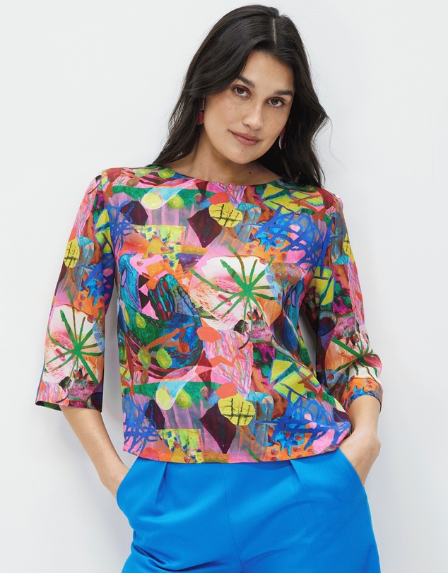 The Social Outfit - Silk Smock Top - Amplify