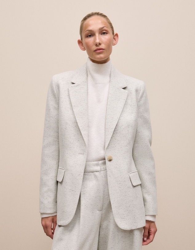 Trenery - Italian Wool Blend Single Breasted Blazer in Light Grey Marle