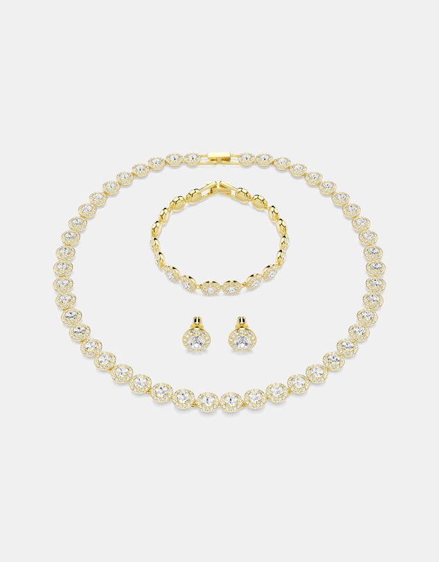 Swarovski - Una Angelic Set, Set 3, Round Cut, White, Gold-tone Plated