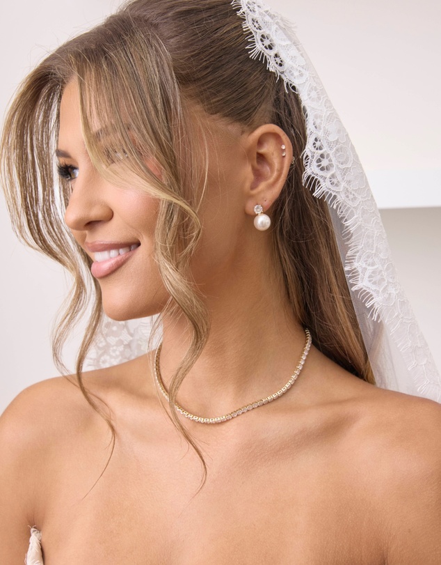 The White Collection - Annabelle - Classic Gold Pearl Bridal Earrings