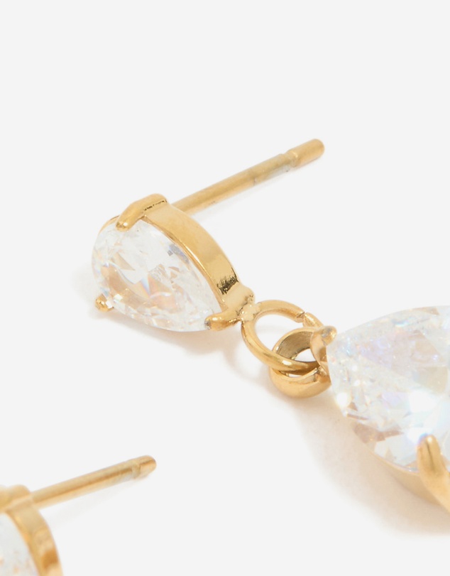 Lovisa - Waterproof Gold Plated Stainless Steel Cubic Zirconia Dainty Drop Earrings
