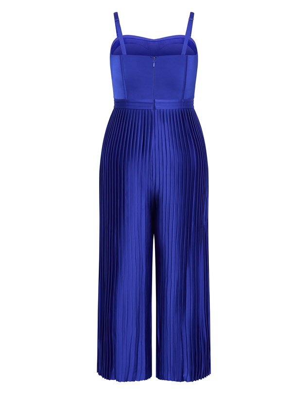 City Chic - Plus size Palazzo Pleat Jumpsuit - cobalt