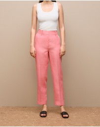 Trenery - Linen Tapered Leg Pant in Pink Peony