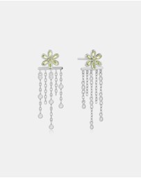 Ania Haie - Silver Floral Tassel Drop Stud Earrings