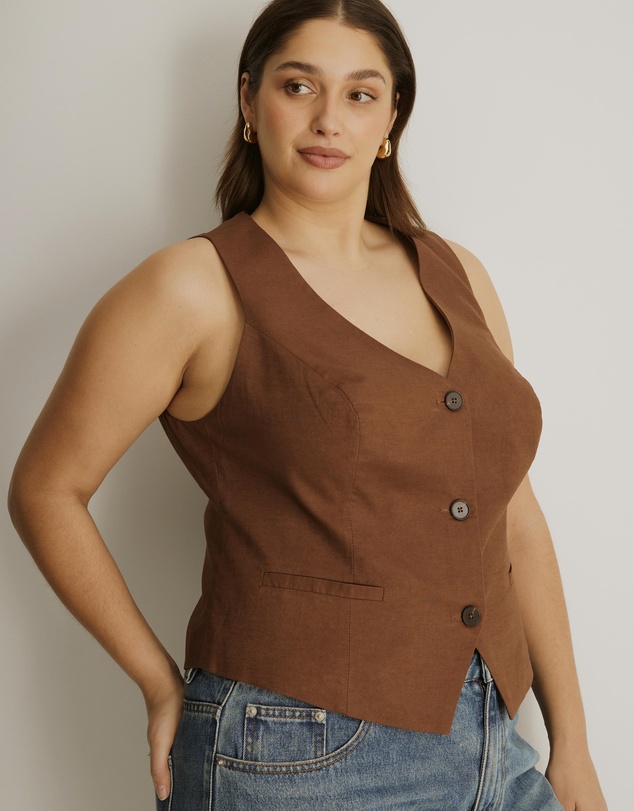 Atmos&Here Curvy - Yasmin Linen Blend Vest