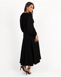 Petal & Pup - Ginnee Puff Sleeve Cutout Midi Dress - Black