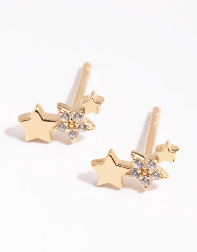 Lovisa - Gold Plated Sterling Silver Star Cluster Stud Earrings